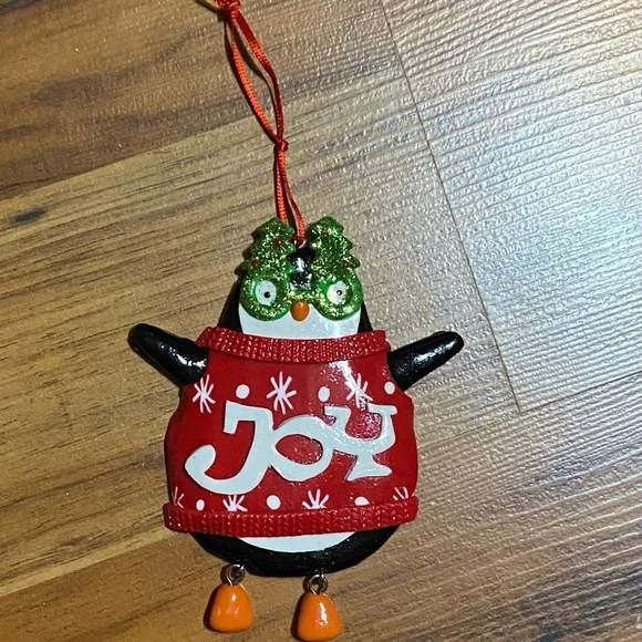 Penguin Christmas ๐ Ornament Wearing A JOY Sweater - Picture 3 of 7